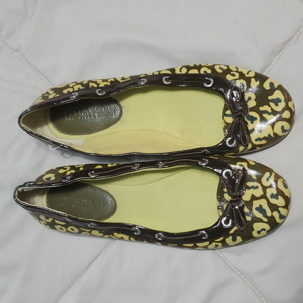 Sperry Topsiders 10M Leather Animal Print Flats